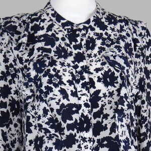 NWT Lucky Brand Women's Long-Sleeve Button-Up Ruffled Silk Top Size XS (C2104)